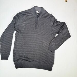 Joseph Abboud‎ Men's Textured Knit Quarter Zip Pullover Sweater XL Merino Wool